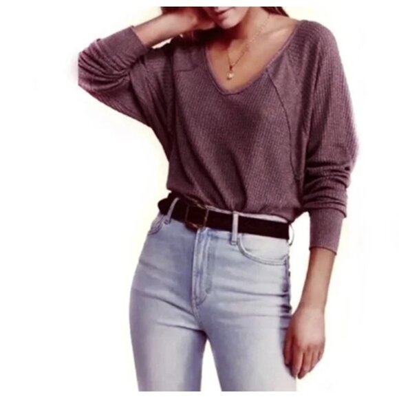 Free People Santa Clara Oversized Thermal Top - Picture 1 of 12